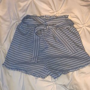 blue plaid shorts shein xs